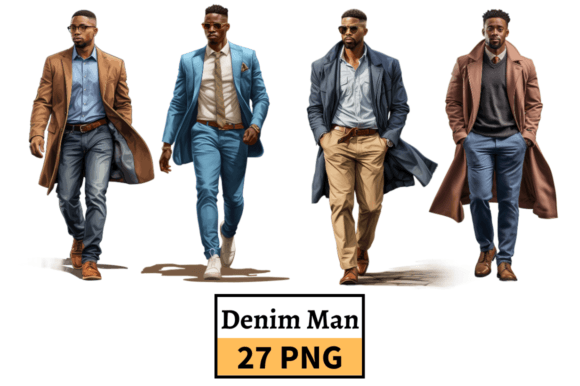 Download African American Man in Denim Jeans PNG - Premium Bundle