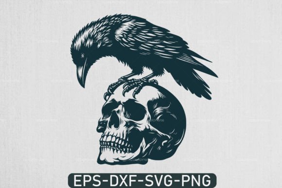Download Crow on a Skull Svg, Raven Skull Svg - Skull Collection