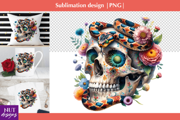 Download Snake Skull Sublimation Gothic Skull Png - Skull Collection
