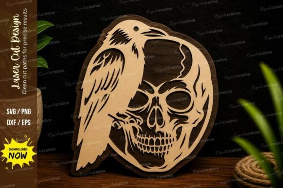 Download Raven Skull Mask Gothic Halloween Laser - Skull Collection