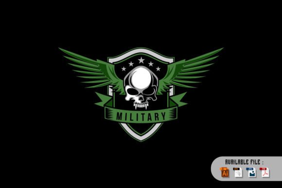 Download Military Skull Wings Vintage Design Logo - Skull Collection