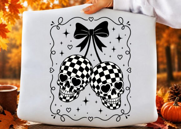 Download Coquette Checkered Cherry Skull PNG - Skull Collection