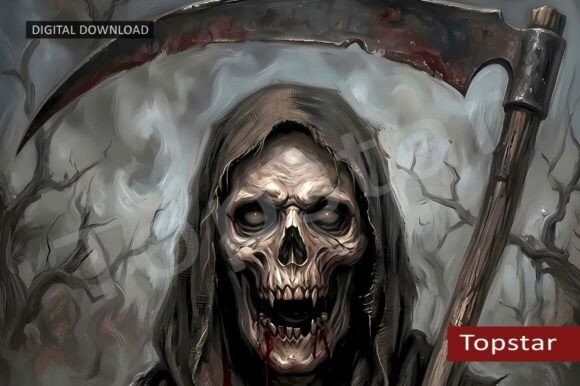 Download Scary Halloween Skull Decor Grim Reaper - Skull Collection