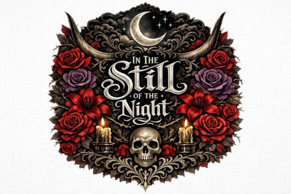 Download Gothic Floral Cow Skull Night PNG - Skull Collection