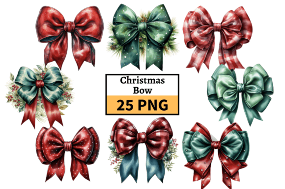 Download Red &amp; Green Christmas Bows Clipart PNG - Premium Resources