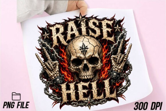Download Raise Hell Skull PNG Sublimation - Skull Collection