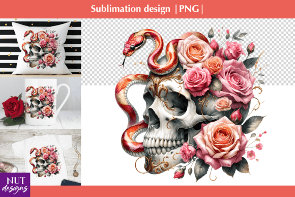 Download Floral Skull Png Snake Skull Sublimation - Skull Collection